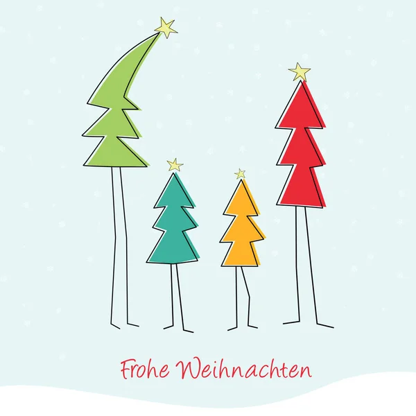 Eine Illustration Bunter Weihnachtsbäume Mit Beinen Und Der Botschaft Frohe — Stockfoto