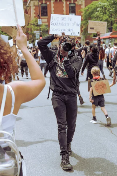 Montreal Canadá Junio 2020 Protesta Montreal Junio 2020 Por Asesinato — Foto de Stock