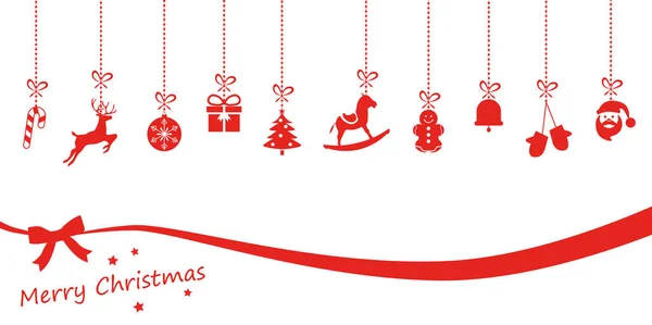 Een Digitale Illustratie Van Rode Kerstversiering Een Lint Een Witte — Stockfoto