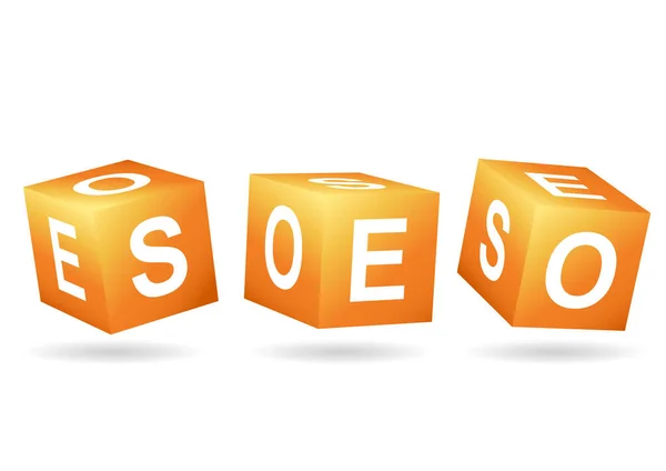 Een Illustratie Van Drie Oranje Blokjes Met Letters Seo Erop — Stockfoto