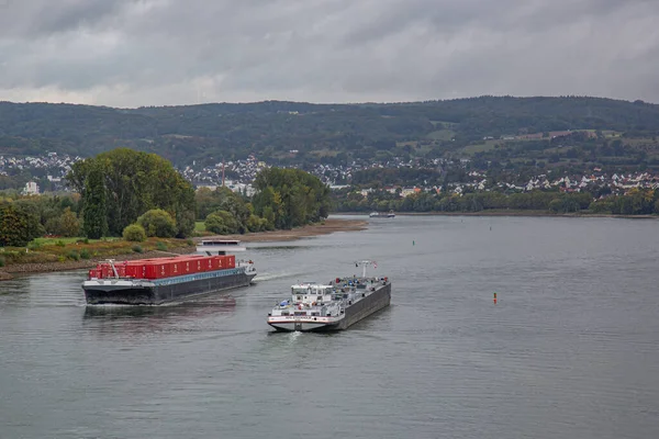 Neuwied Niemcy Września 2019 Widok Góry Mostu Przez Rzekę Rhine — Zdjęcie stockowe