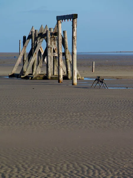 Träkonstruktion Stranden Sankt Peter Ording — Stockfoto