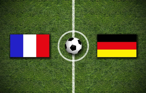 Esempio Calcio Con Bandiere Francia Germania — Foto Stock