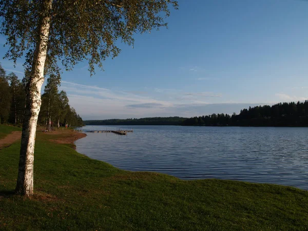 Ett Fascinerande Landskap Lugn Sjö Sverige — Stockfoto