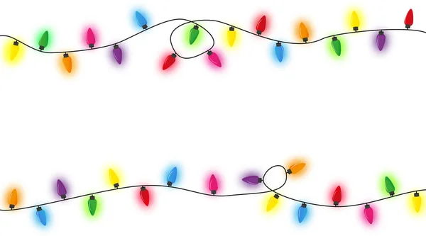 White Background Colorful Christmas Light Illustrations Space Text — Stock Photo, Image