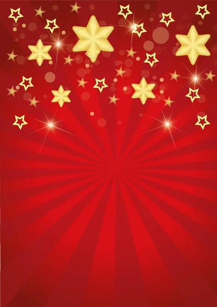 Vertical Digital Illustration Red Christmas Background Golden Starts — Stock Photo, Image