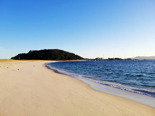 Vacker Bild Stranden Soluppgången Cies Islands Galicien Spanien — Stockfoto