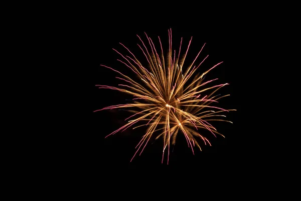 Eine Schöne Aufnahme Von Leuchtend Bunten Feuerwerk Auf Schwarzem Hintergrund — Stockfoto