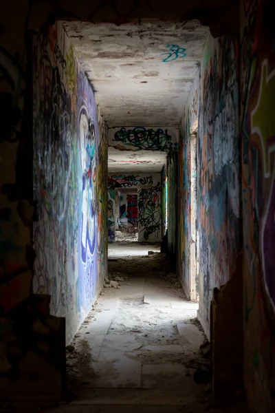 Couloir Effrayant Dans Une Zone Festival Abandonnée Ibiza — Photo