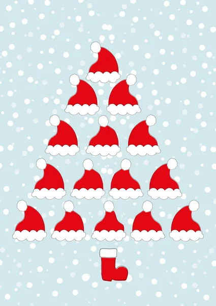 Ilustracja Świątecznego Plakatu Bożego Narodzenia Choinką Odizolowaną Białym Tle — Zdjęcie stockowe