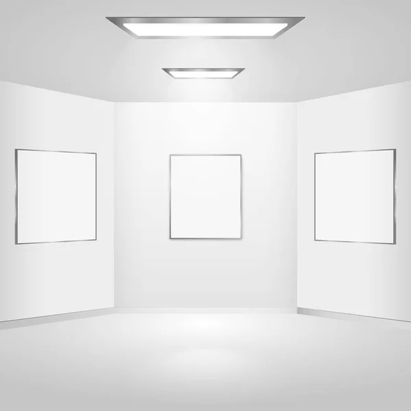 天井にフレームとライトの白い壁のイラスト — ストック写真