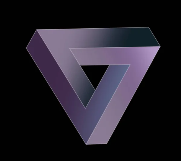 Rendu Une Forme Triangulaire Violette Sur Fond Noir — Photo