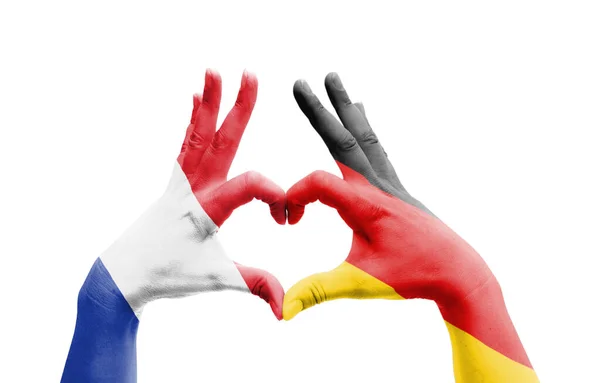 Twee Handen Van Een Persoon Geschilderd Met Vlaggen Van Duitsland — Stockfoto