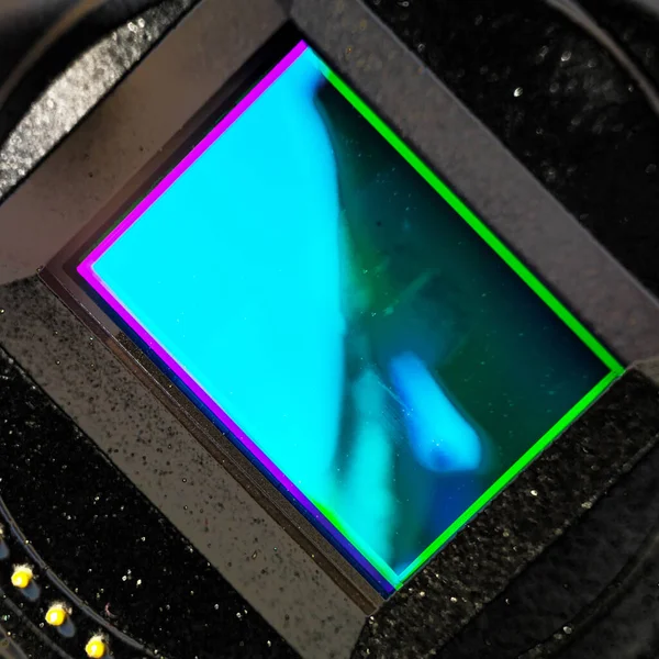Vista Detalhada Sensor Uma Câmera Sem Espelho — Fotografia de Stock