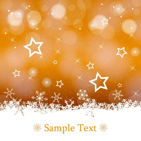 stock image A digital illustration of a yellow background with snowflakes and stars with space for text
