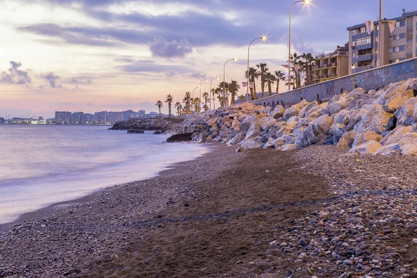 Gün Batımında Malaga Güzel Bir Sahil — Stok fotoğraf