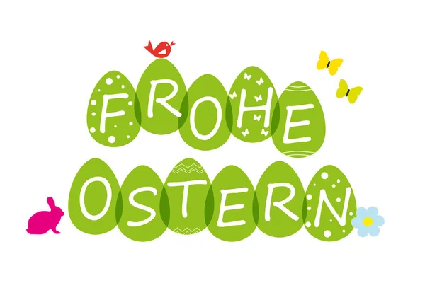 Εικονογράφηση Του Καλό Πάσχα Στα Γερμανικά Γραμμένη Πράσινα Αυγά Λευκό — Φωτογραφία Αρχείου