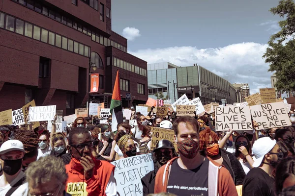 Montréal Canada Juin 2020 Manifestation Montréal Juin 2020 Pour Meurtre — Photo