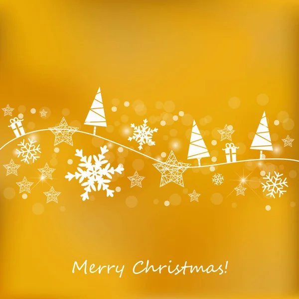 Een Eenvoudige Gele Kerst Thema Illustratie Met Sneeuwvlokken Vrolijke Kersttekst — Stockfoto