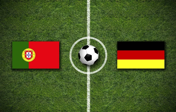 Illustration Football Avec Les Drapeaux Portugal Allemagne — Photo