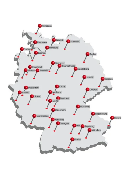 Иллюстрация Карты Городов Германии Белом Фоне — стоковое фото