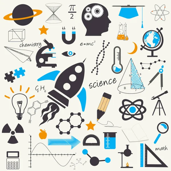 Una Ilustración Símbolos Relacionados Con Ciencia Sobre Fondo Blanco — Foto de Stock