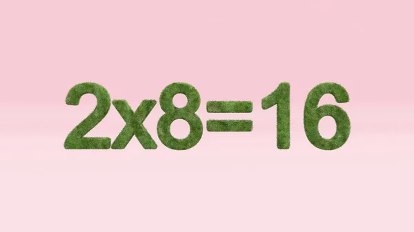 Återgivning Matematisk Ekvation Med Gräsbevuxen Konsistens Den Rosa Bakgrunden — Stockfoto