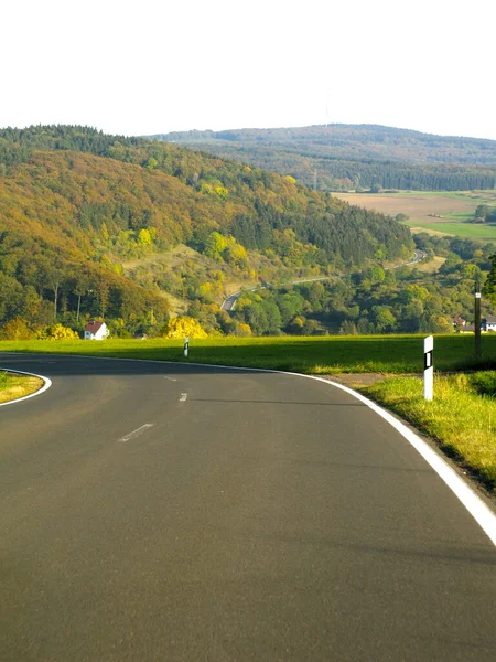 Curvy Country Road Sunny Autumn German Region Eifel — Stock Photo, Image