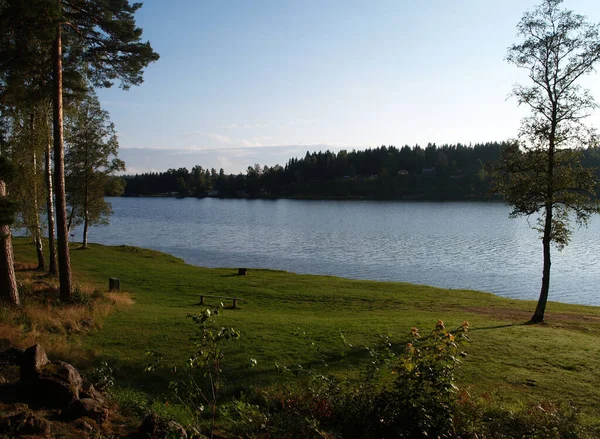 Paisaje Fascinante Lago Tranquilo Suecia —  Fotos de Stock