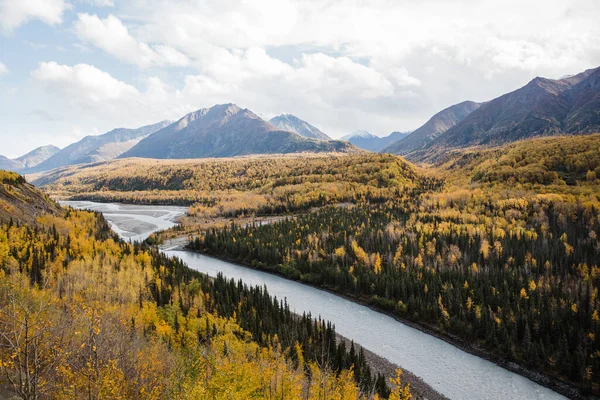 Fjällflod Höstlandskapet Alaska — Stockfoto