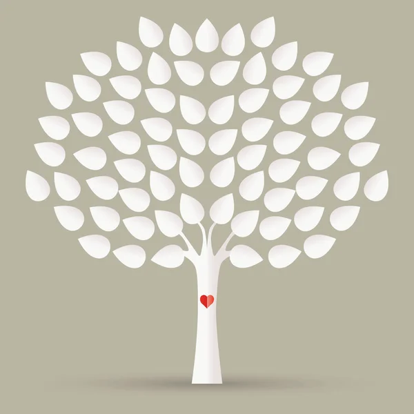 Μια Απεικόνιση Ενός Λευκού Δέντρου Μια Κόκκινη Καρδιά Στη Μέση — Φωτογραφία Αρχείου