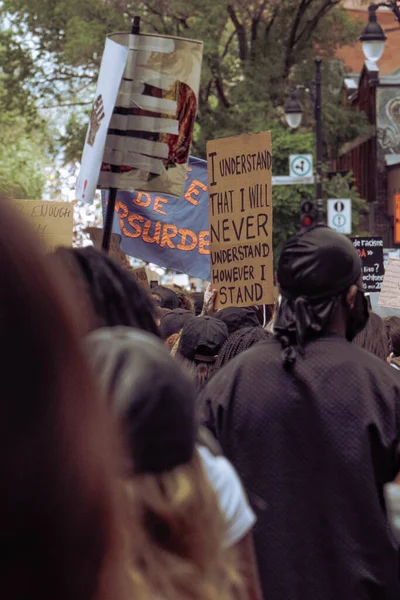 Montreal Kanada Červen 2020 Protest Montrealu Června 2020 Proti Vraždě — Stock fotografie