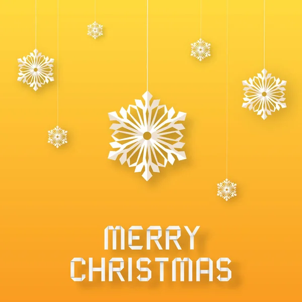 Eine Illustration Von Schneeflocken Und Merry Christmas Text Auf Orangefarbenem — Stockfoto