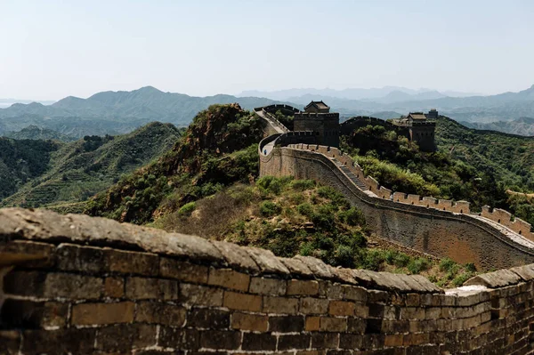 Zapierające Dech Piersiach Zdjęcie Słynnego Wielkiego Muru Chinach — Zdjęcie stockowe