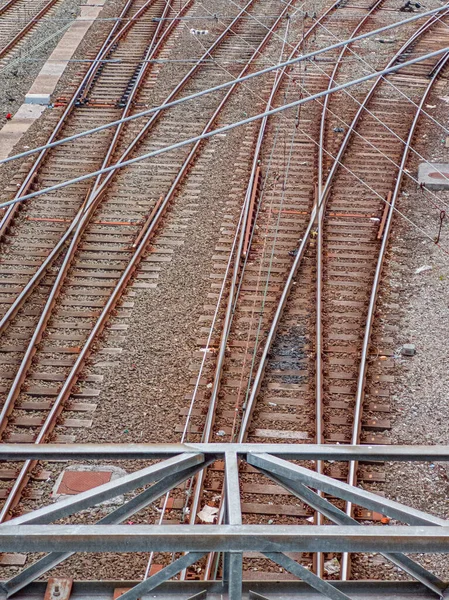 Структуры Железнодорожных Путей Видимых Сверху — стоковое фото
