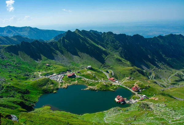 Cartisoara Rumänien Aug 2020 Baleasjön Fagarasbergen Sett Ovanifrån Rumänien — Stockfoto