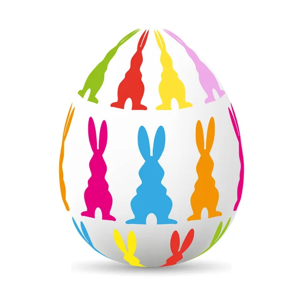 Иллюстрация Пасхального Яйца Украшенного Красочными Кроликами — стоковое фото