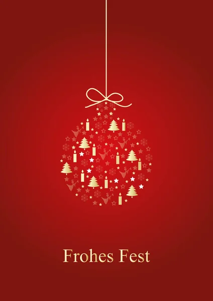 Uma Ilustração Digital Vertical Cartão Natal Vermelho Com Ornamento Texto — Fotografia de Stock