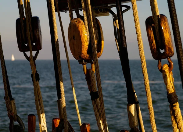 Primer Plano Materiales Aparejo Barco Fondo Plano Holandés — Foto de Stock