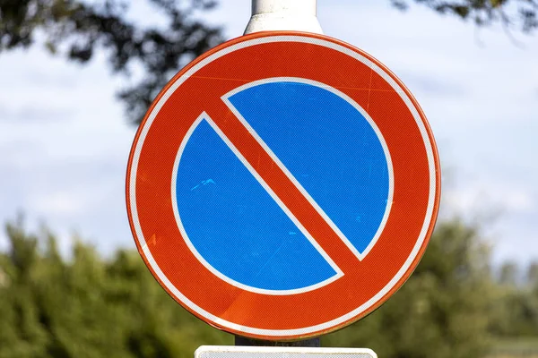 Wierd Nederland Aug 2020 Verkeersbord Aan Kant Van Weg Met — Stockfoto