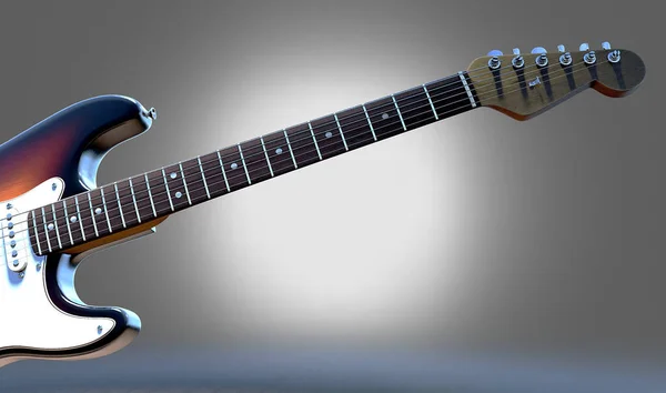 삽화가 배경에 흰색과 갈색의 기타를 렌더링하는 — 스톡 사진