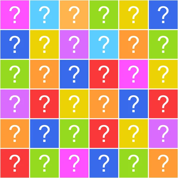 Een Illustratie Van Een Oppervlak Verdeeld Kleurrijke Vierkanten Met Vraagtekens — Stockfoto