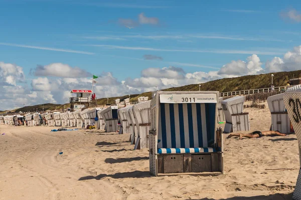 Sylt Alemanha Julho 2020 Várias Cadeiras Praia Uma Bela Praia — Fotografia de Stock