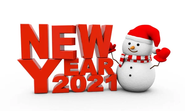 Рендеринг New Year 2021 Снеговика — стоковое фото