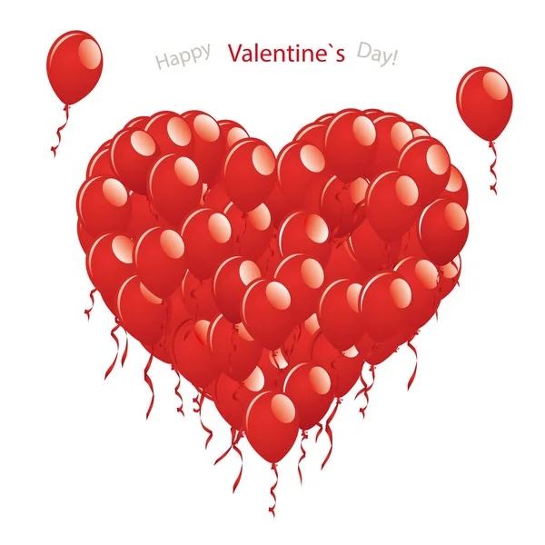 Illustration Cœur Ballons Rouges Avec Texte Joyeuse Saint Valentin — Photo