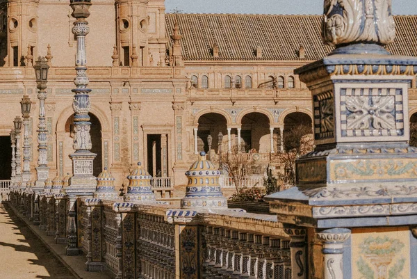 Närbild Fokusbild Spanska Square Arkitektur Sevilla Spanien — Stockfoto