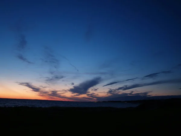 Eine Schöne Aufnahme Vom Strand Landskrona Schweden Bei Nacht — Stockfoto