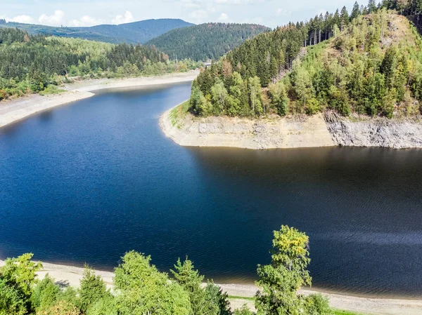 Luchtfoto Van Okertalsperre Dam Oberharz Tussen Clausthal Zellerfeld Goslar Genomen — Stockfoto