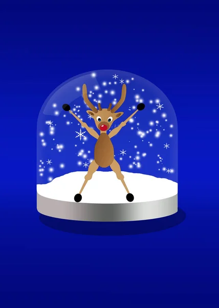 Vertical Illustration Santa Claus Reindeer Blue Background — Stock Photo, Image
