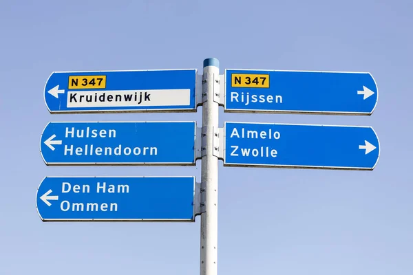 Wierden Netherlands Aug 2020 Traffic Sign Pointing Boards Arrows Names — Stock Photo, Image